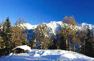 Winterlandschaft im Passeiertal im Hintergrund der "Plattner"